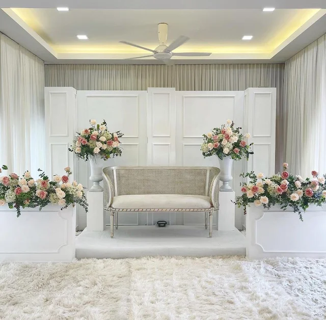 Dekorasi backdrop pelaminan resepsi pernikahan bekasi timur